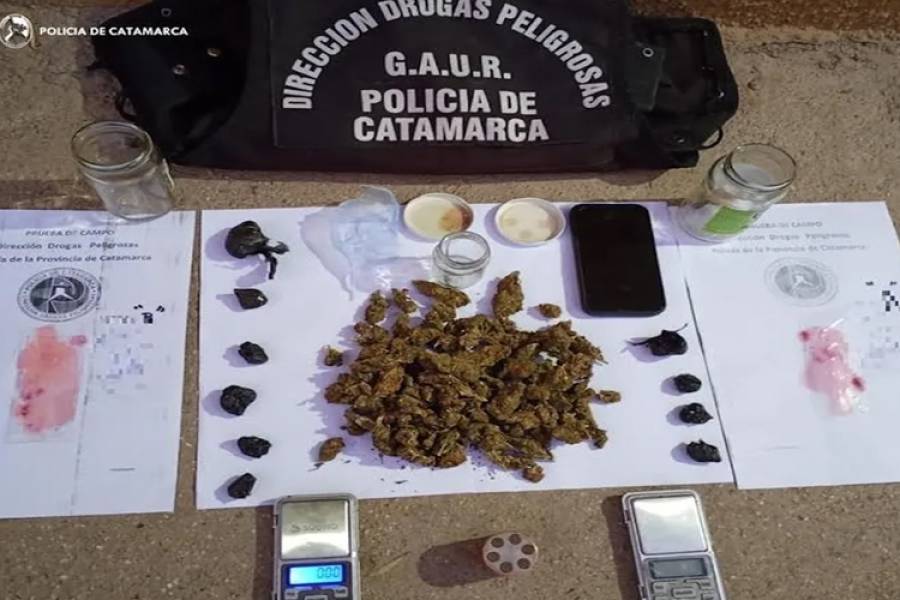Golpe al narcomenudeo: Secuestran marihuana y detienen a un joven en operativos en Recreo y Andalgalá