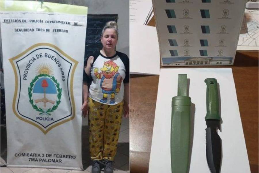 Una mujer intentó agredir con un cuchillo a un fotógrafo en el acto de Javier Milei en Tres de Febrero