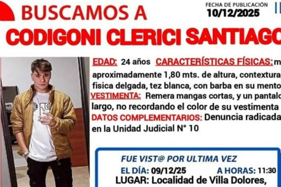 Buscan dar con el paradero de Santiago Codigoni Clerici