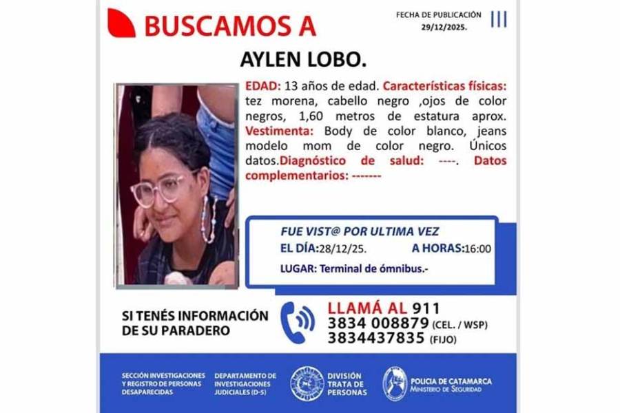 Buscan dar con el paradero de Aylen Lobo de 13 años
