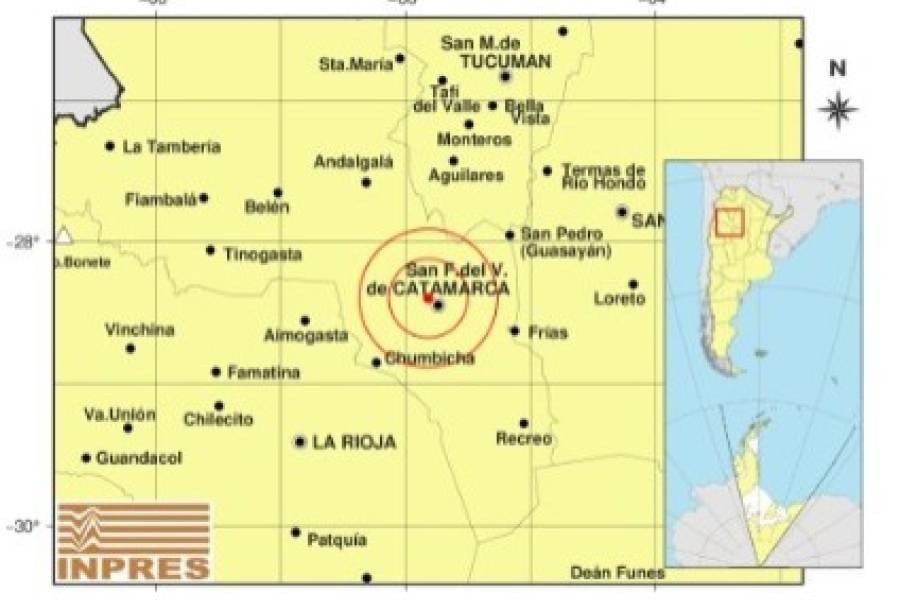 Se registró un sismo a pocos kilómetros de la Capital catamarqueña